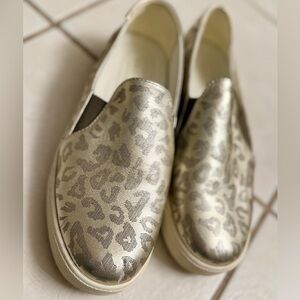 Cole Haan gold cheetah print slip on sneakers